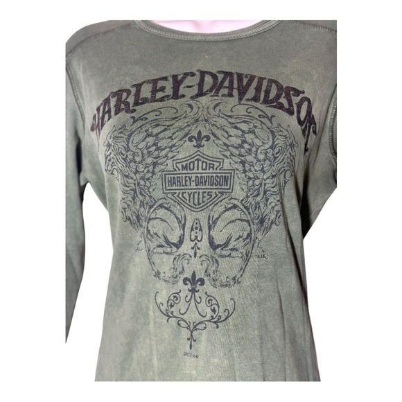 Harley-Davidson Barnett El Paso, Texas Green Long Sleeve Medium 100% Cotton - Picture 3 of 12